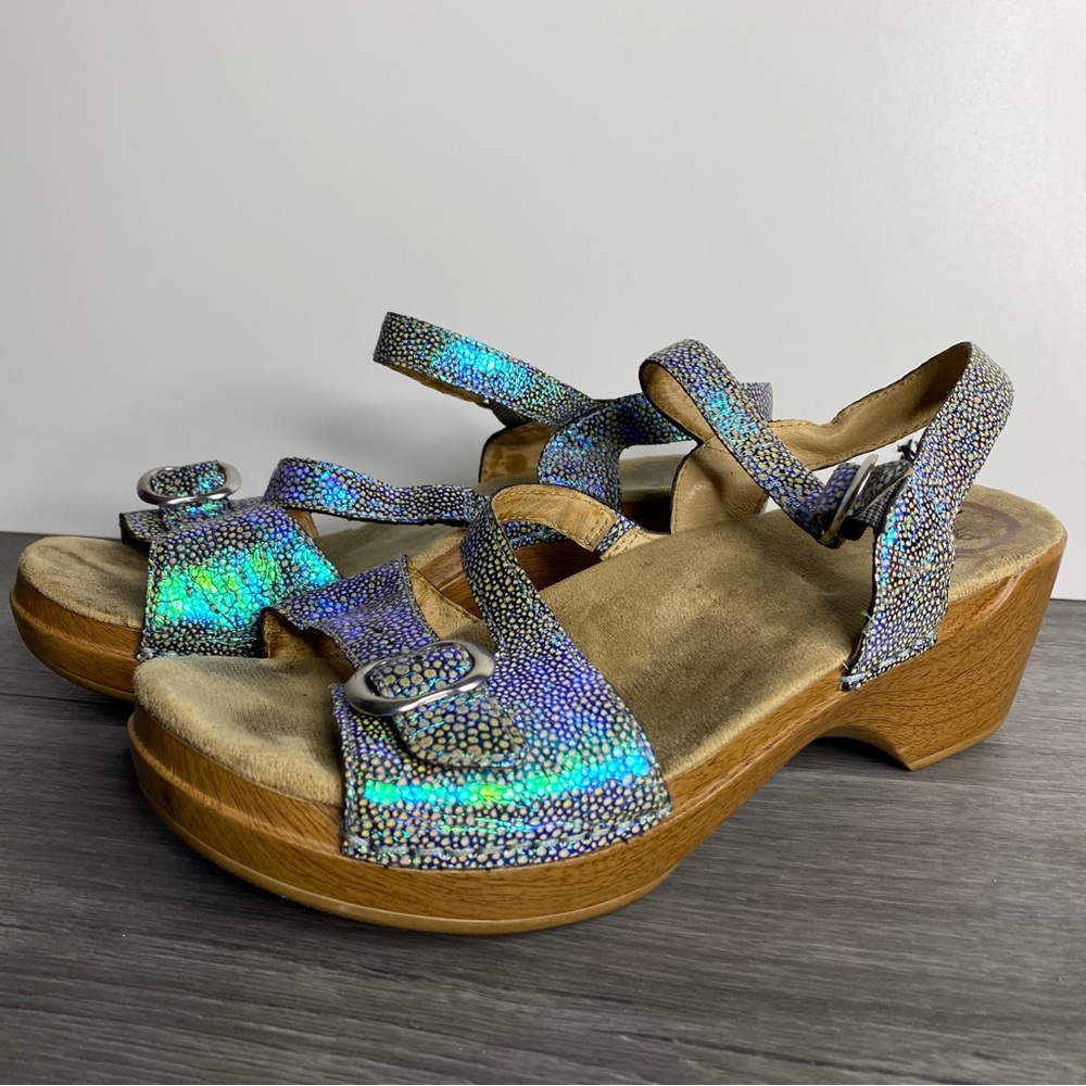 Dansko Iridescent Strap Sandal Clog Size 38